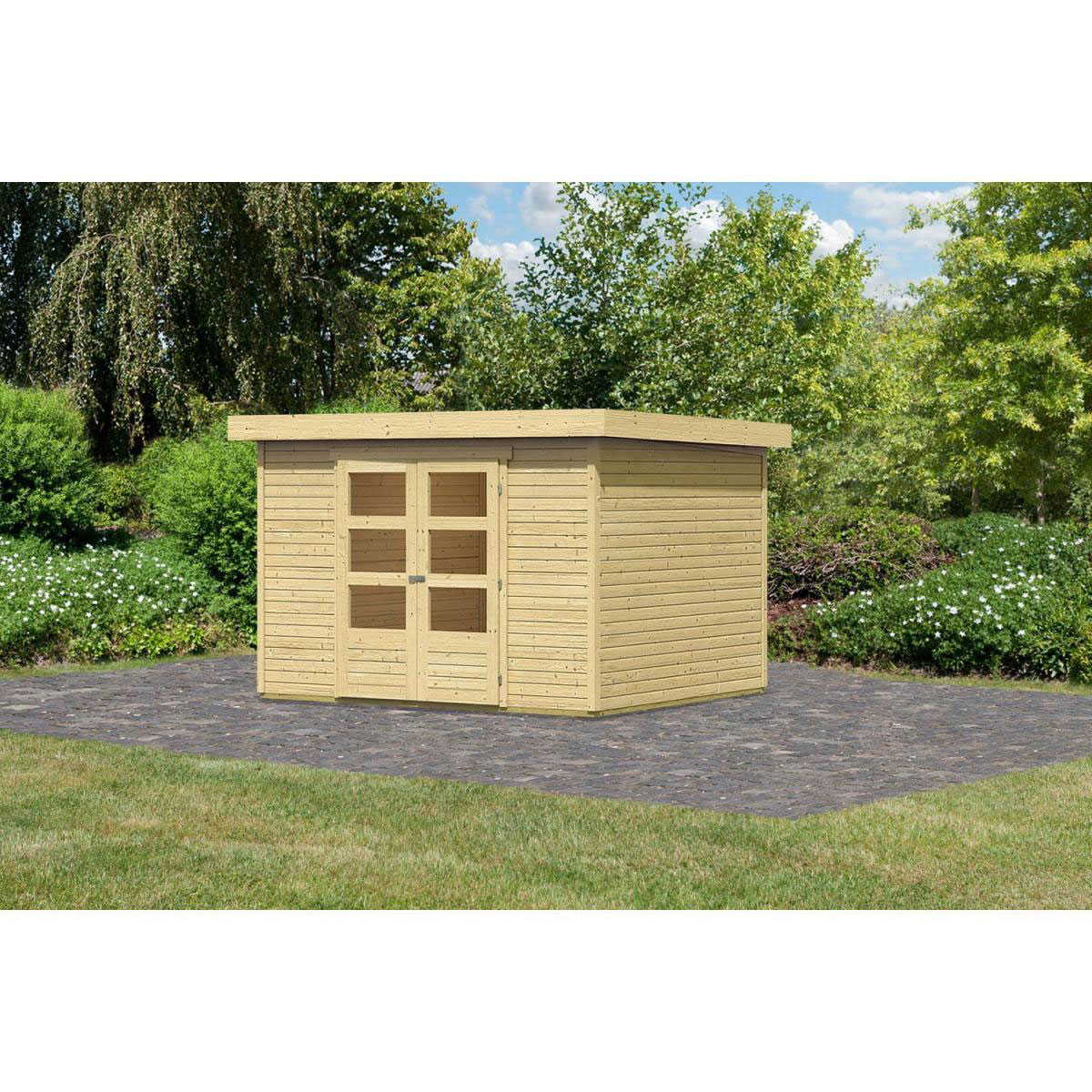 Karibu Gartenhaus Askola naturbelassen 302 x 246 x 211 cm Bild 1