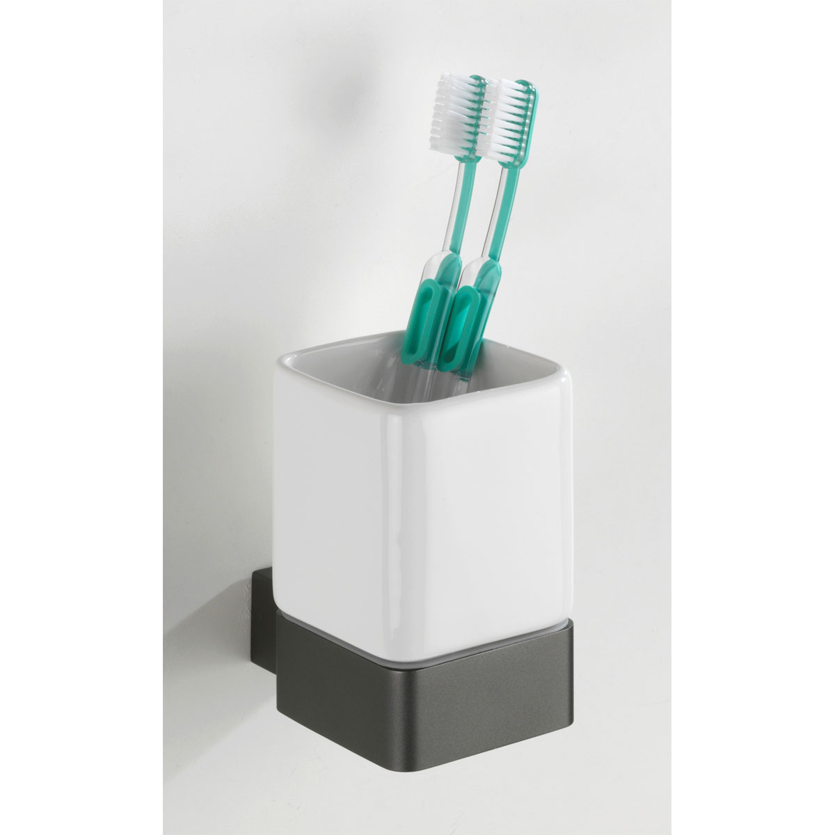 Wenko  Zahnputzbecher Montella Aluminium und Keramik Wandmontage Bild 4