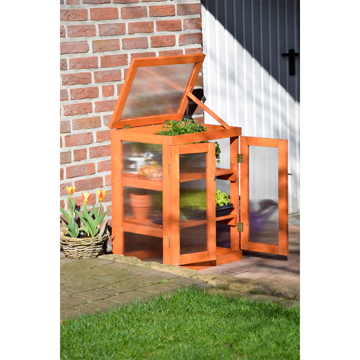 dobar Mini-Gewächshaus 58 x 76 x 43 cm braun Bild 5