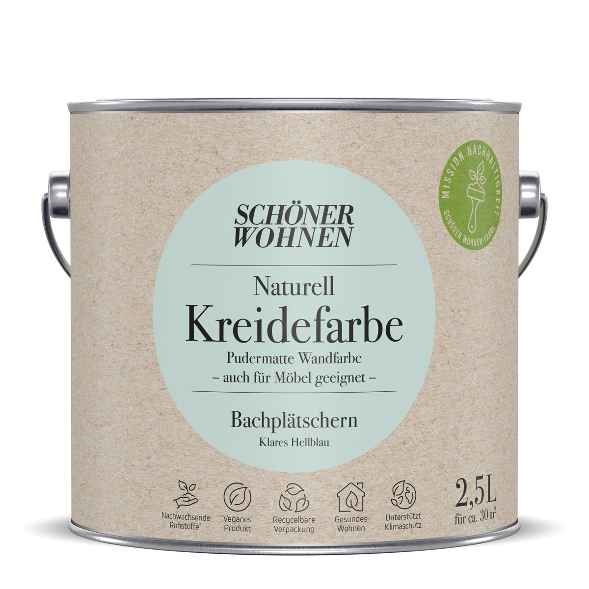 Schöner Wohnen Farbe  Naturell Kreidefarbe 2,5 L Bachplätschern Bild 1