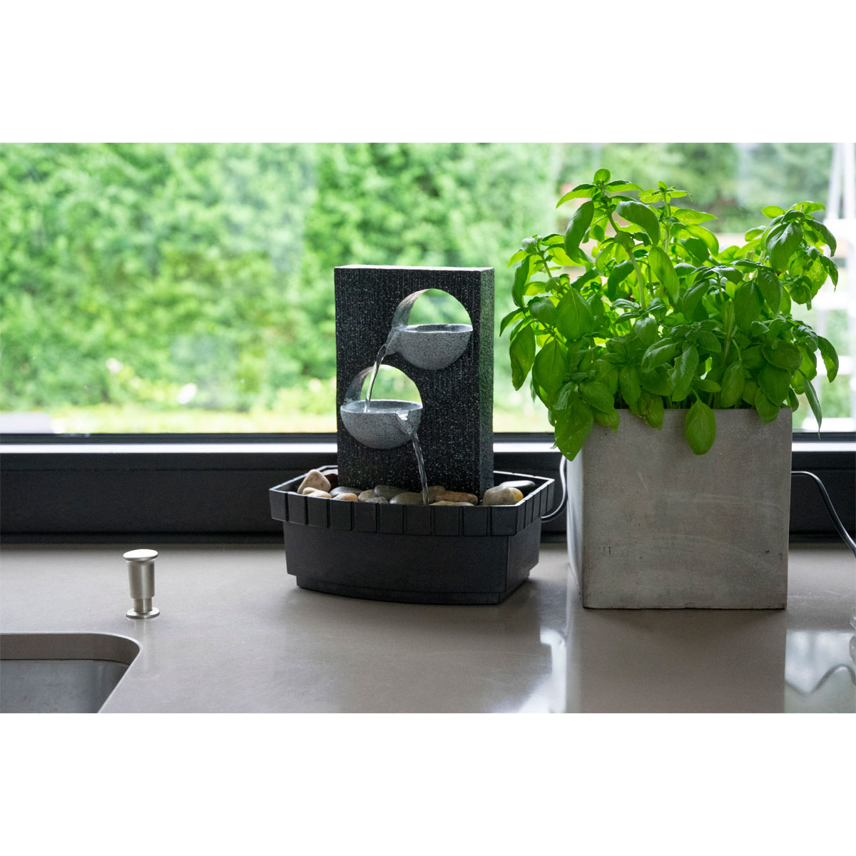 dobar Zimmerbrunnen 20,5 x 26 x 16,5 cm grau-schwarz Bild 3