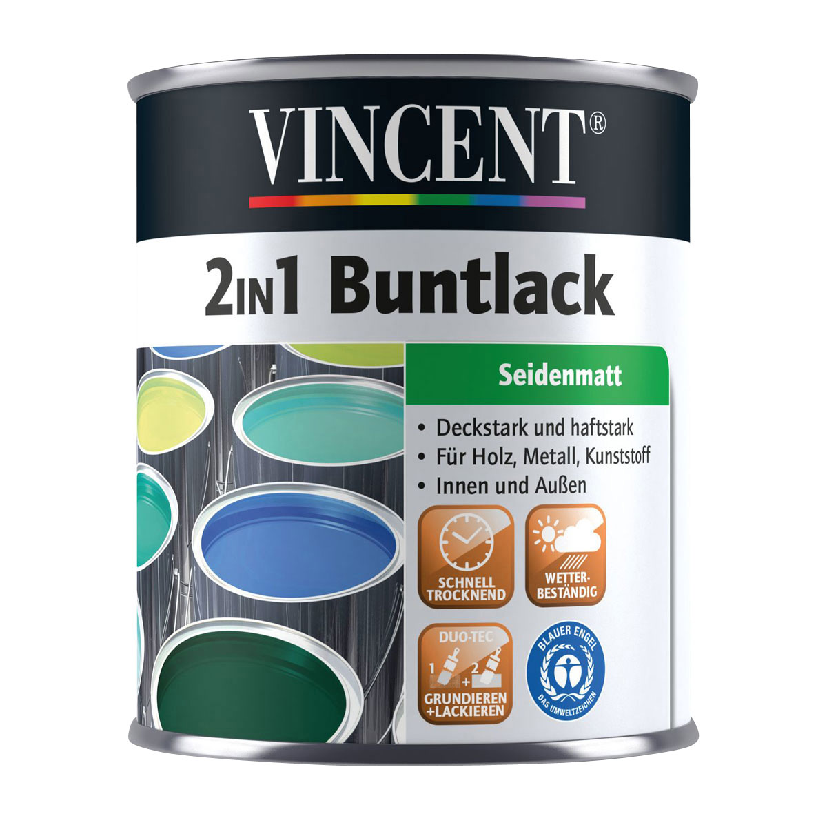 Vincent 2in1 Buntlack Moosgrün seidenmatt 375 ml