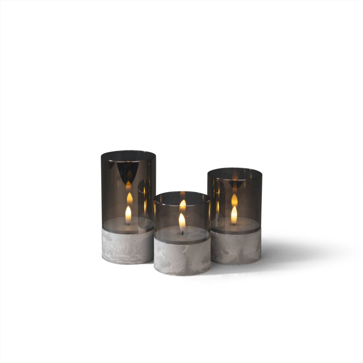 Konstsmide LED Kerzen 3er-Set smokey grey mit Glas Bild 8