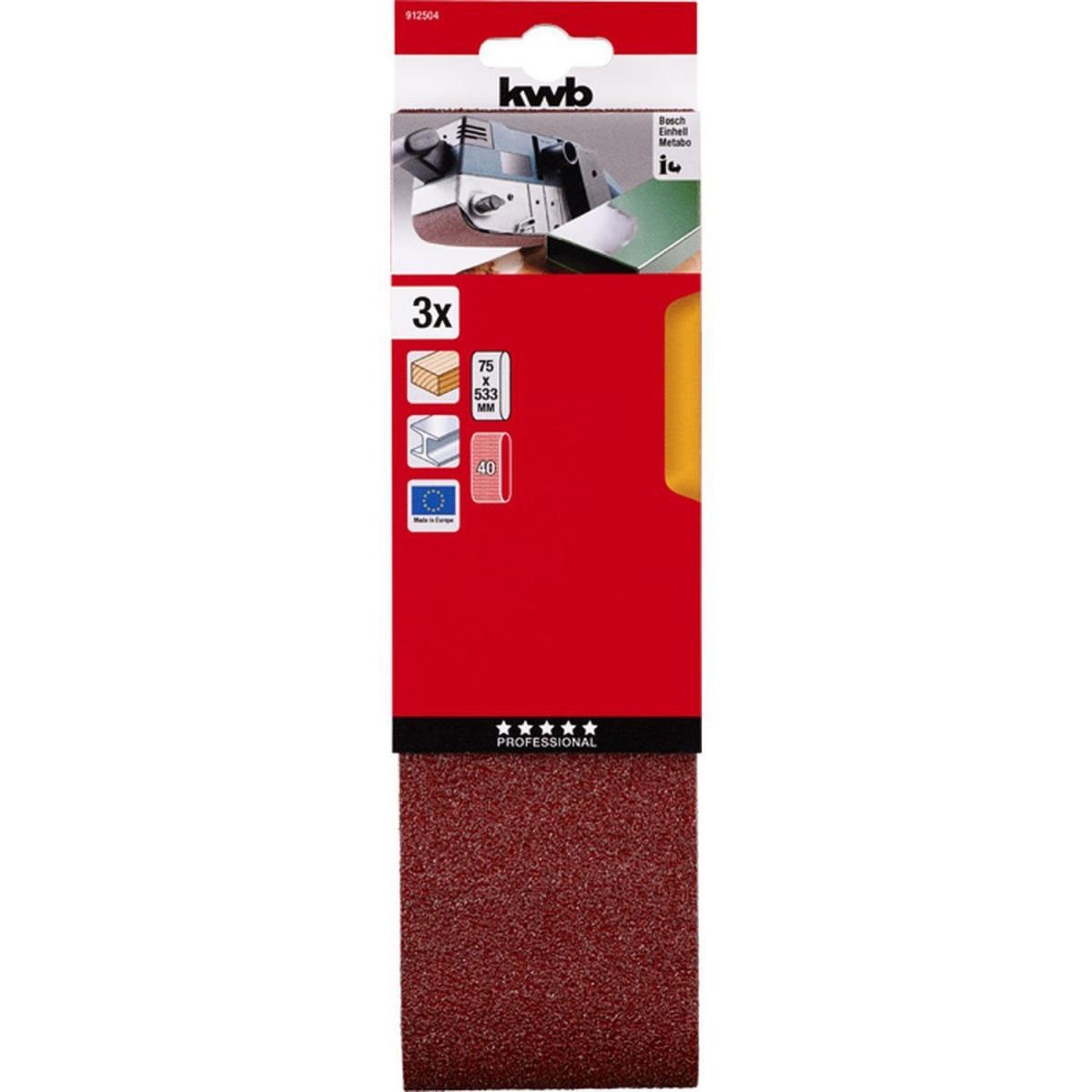 kwb  Schleifbänder Holz und Metall 75 x 533 mm K40 Bild 2