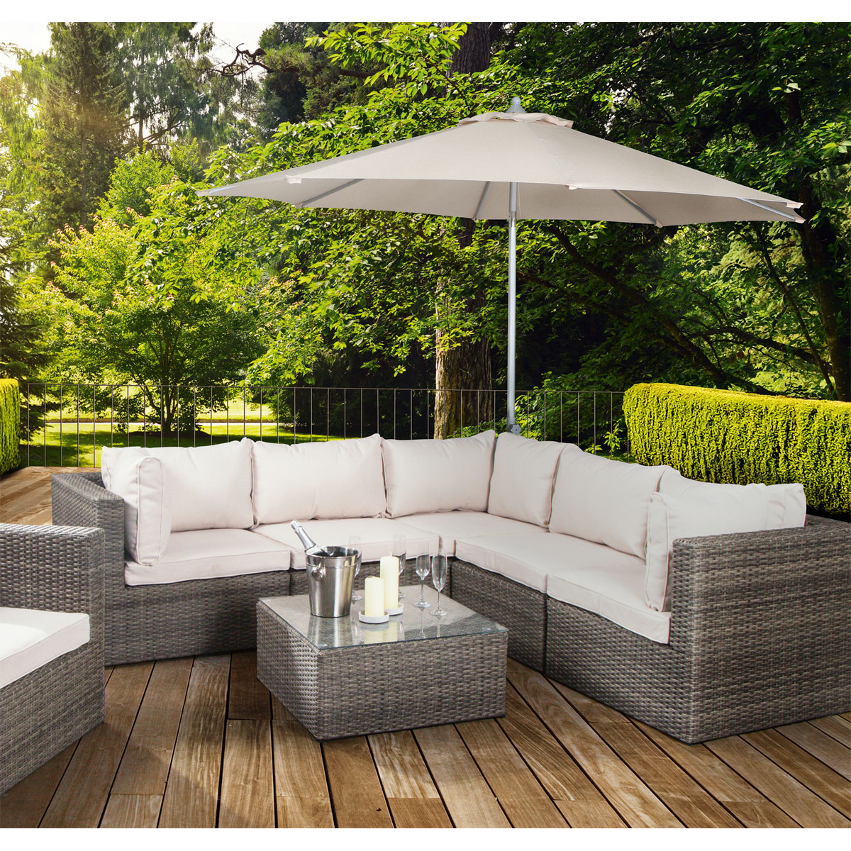 Siena Garden Mittelstockschirm Alu-Push Pro Durchmesser 300 cm silber/natur Bild 6