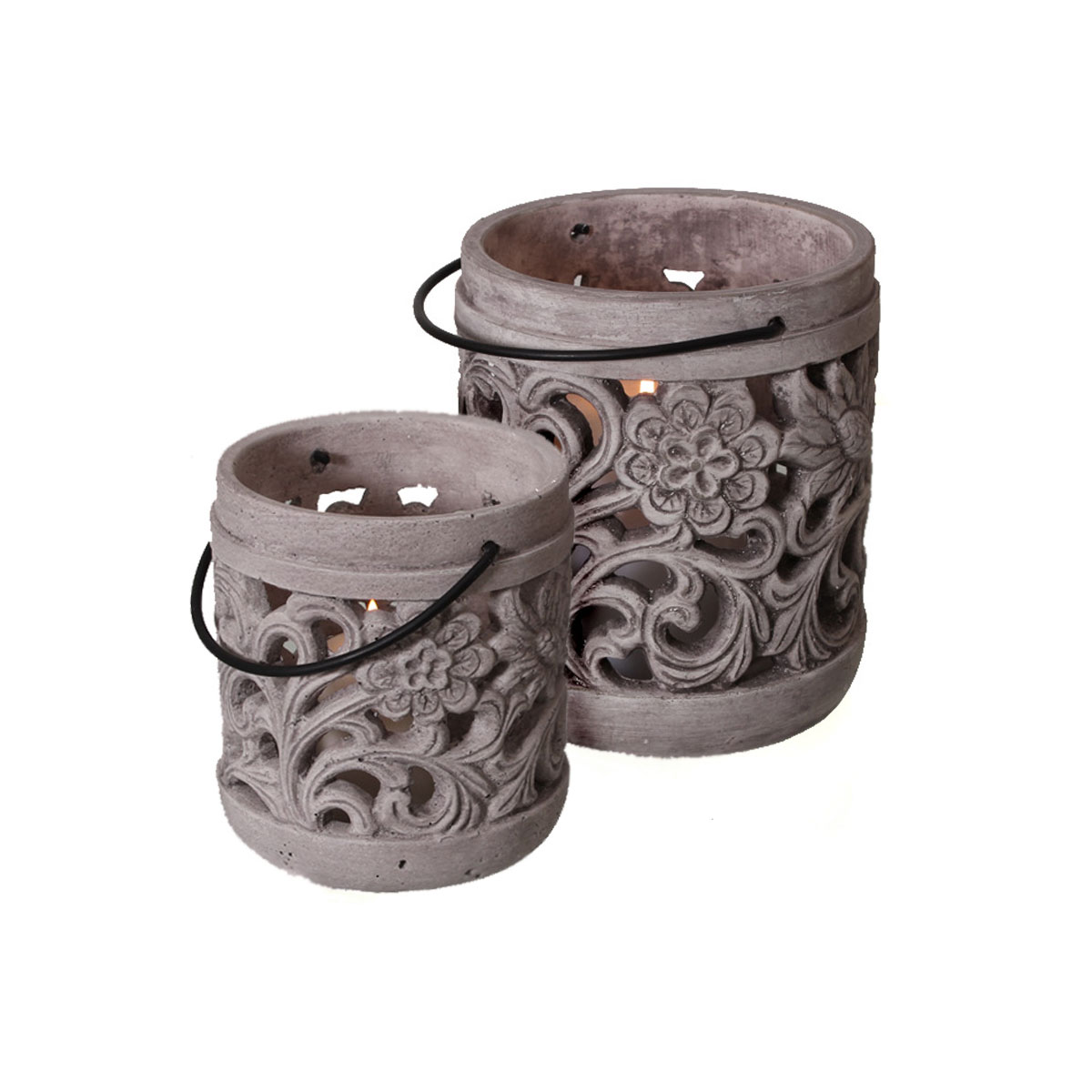 Laterne Durchmesser 13,5 x 14,5 cm grau