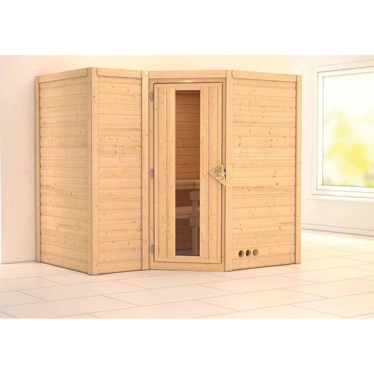 Karibu Sahib 2 Eckeinstieg ohne Ofen ohne Kranz Tür gedämmt Bild 1