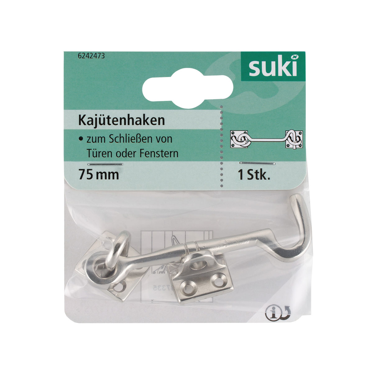 Suki Kajütenhaken vernickelt 75 mm Bild 1