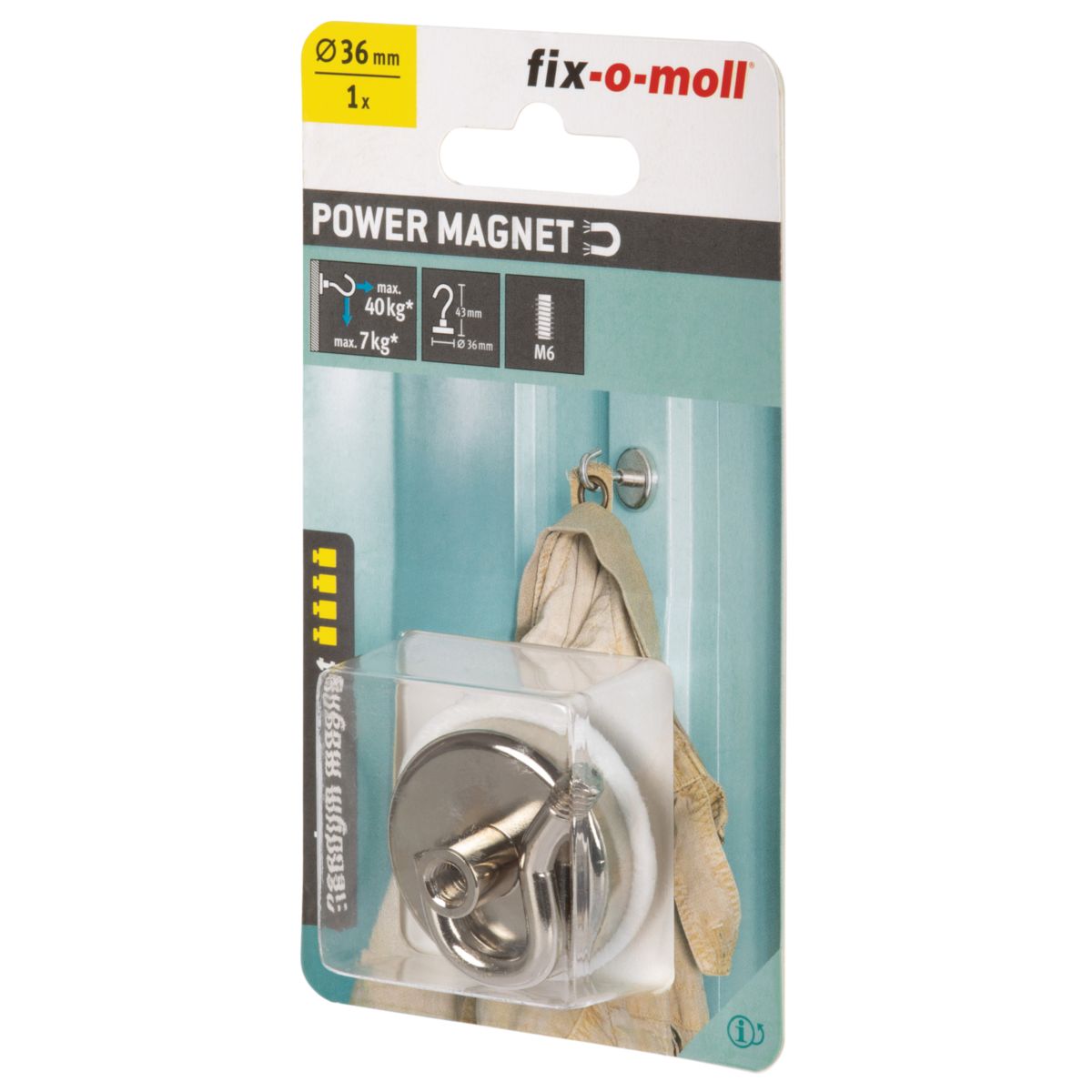 Suki Topfmagnet Neodym mit Schraubhaken M6 Ø 36 x 43 mm, silber Bild 4