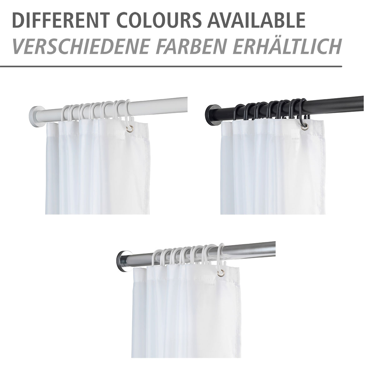 Wenko  Teleskop-Duschstange Luz 110 - 185 cm Schwarz Ausziehbare Duschvorhangstange aus rostfreiem Aluminium Bild 5