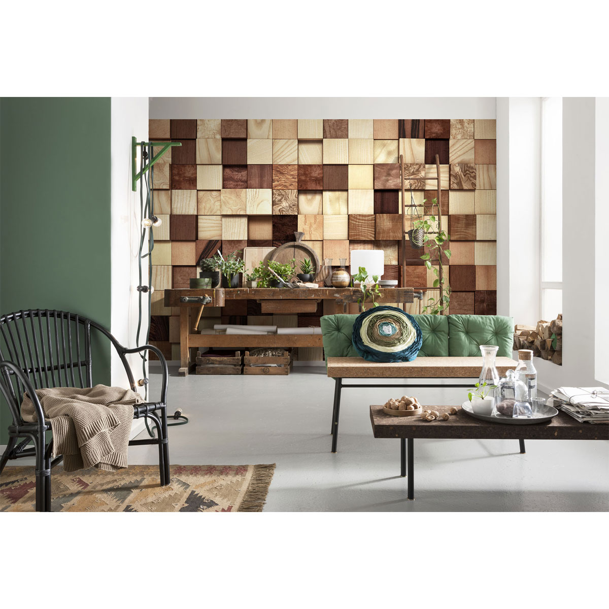 Komar  Papier Fototapete Lumbercheck 368x254 cm