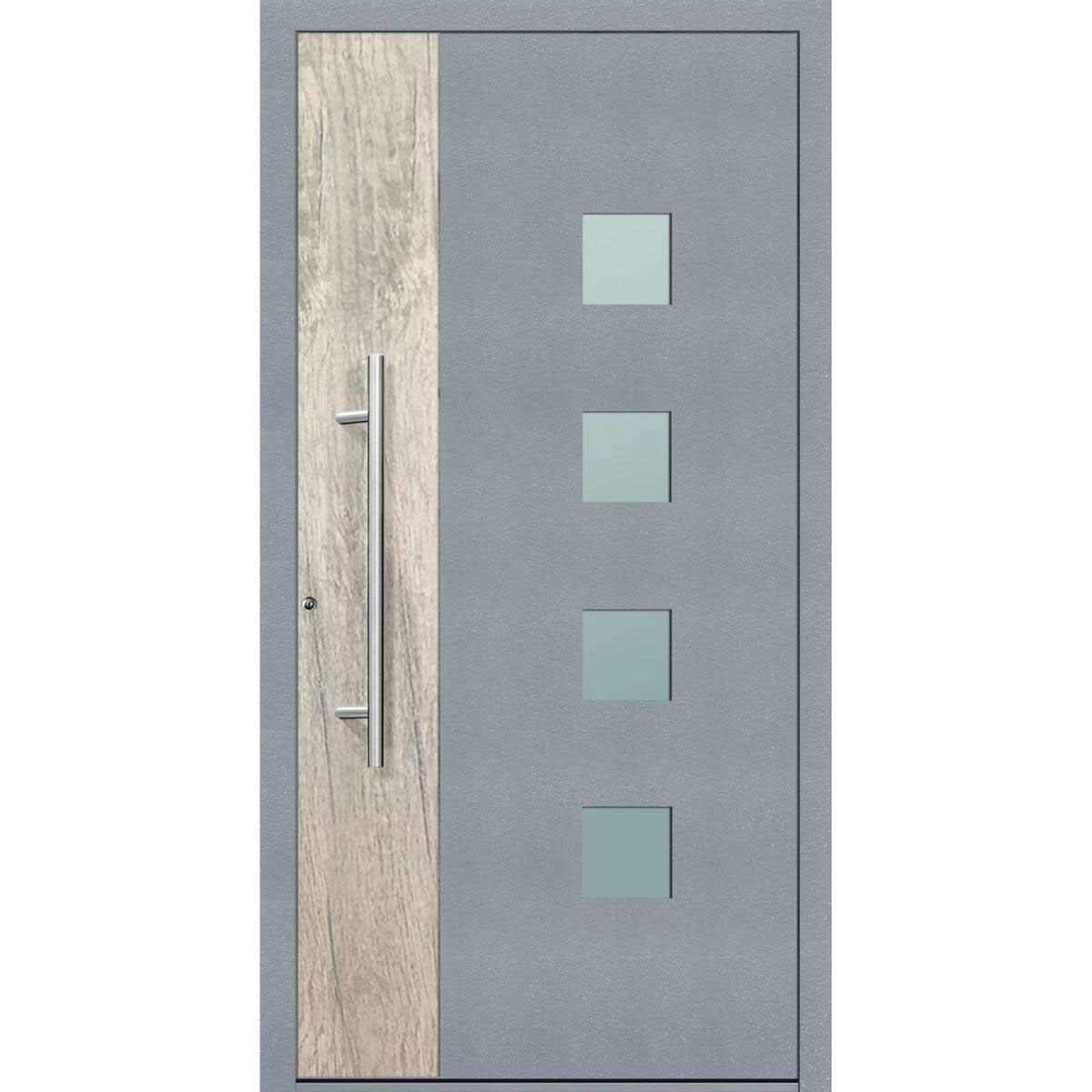 Aluminium Sicherheits-Haustür Messina Exklusiv 75 mm grau 110 x 210 cm Anschlag links inkl Griffset