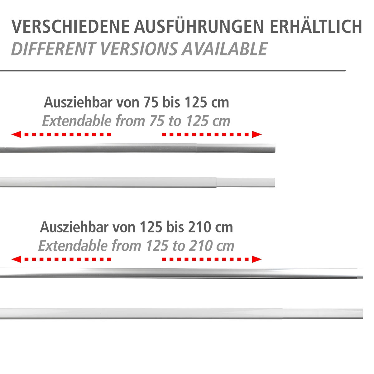 Wenko  Teleskop-Duschschiene Era Weiß 75-125 cm Duschvorhang-Schiene Bild 7