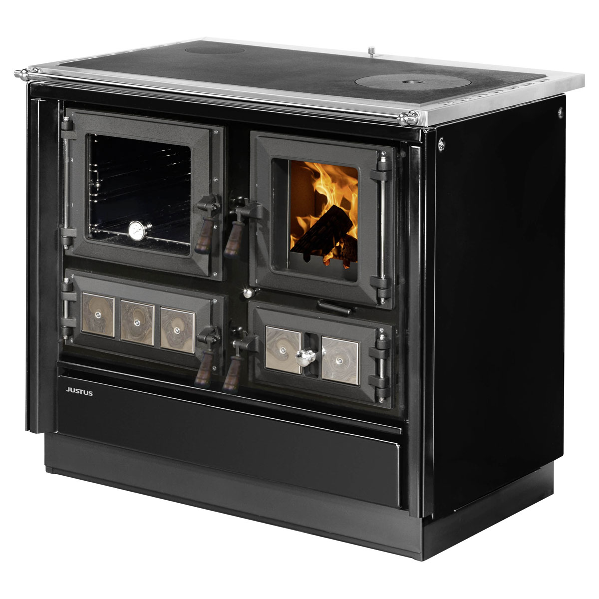Justus Festbrennstoffherd Rustico-90 2.0 Schwarz links Bild 1