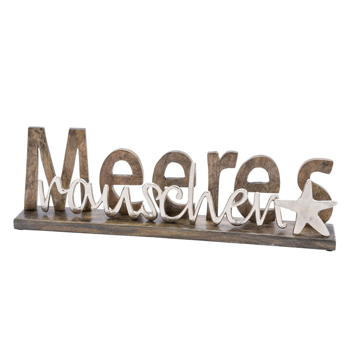 Tisch-Deko Meeresrauschen 50 x 16 x 8 cm silberfarben-braun