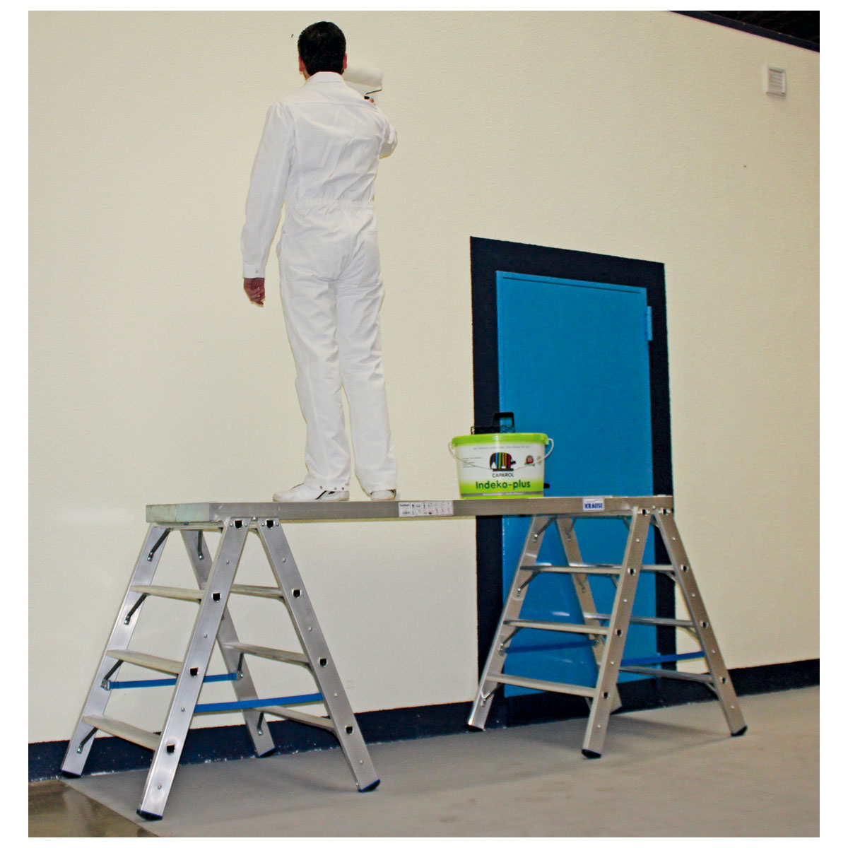 Krause STABILO STUFEN-DOPPELLEITER MIT HOLZAUFLAGE 2 x 4 STUFEN Bild 10