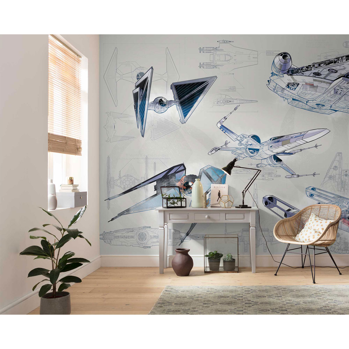 Komar  Vlies Fototapete Star Wars Blueprint Light 400x280 cm