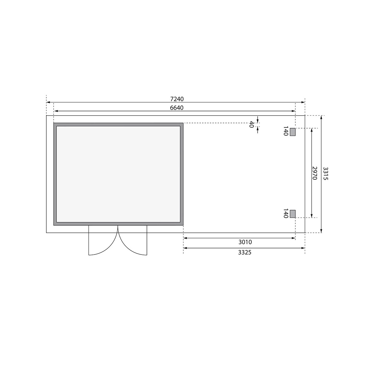 Karibu BBH Northe 4 mit Anbaudach naturbelassen Bild 10