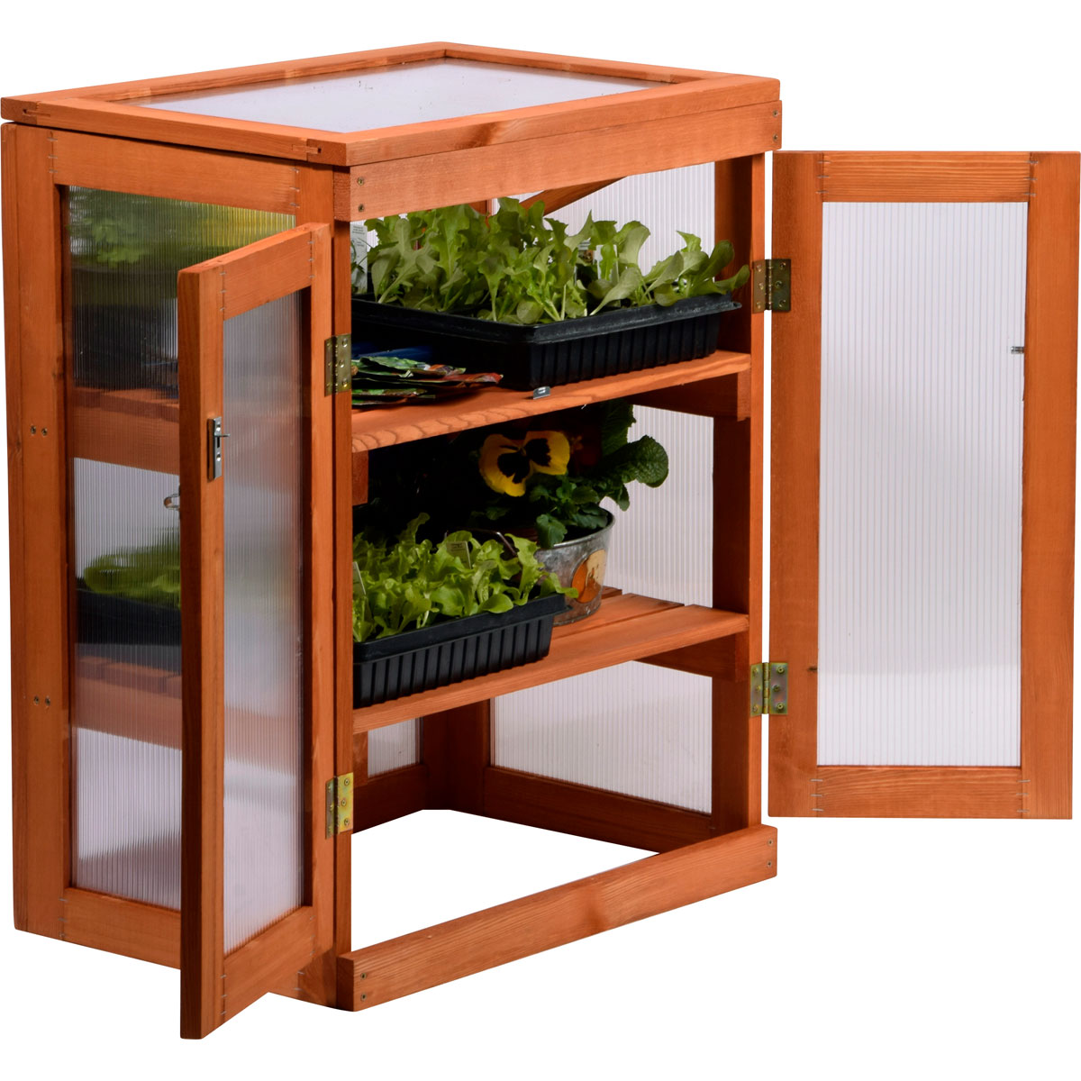 dobar Mini-Gewächshaus 58 x 76 x 43 cm braun Bild 7