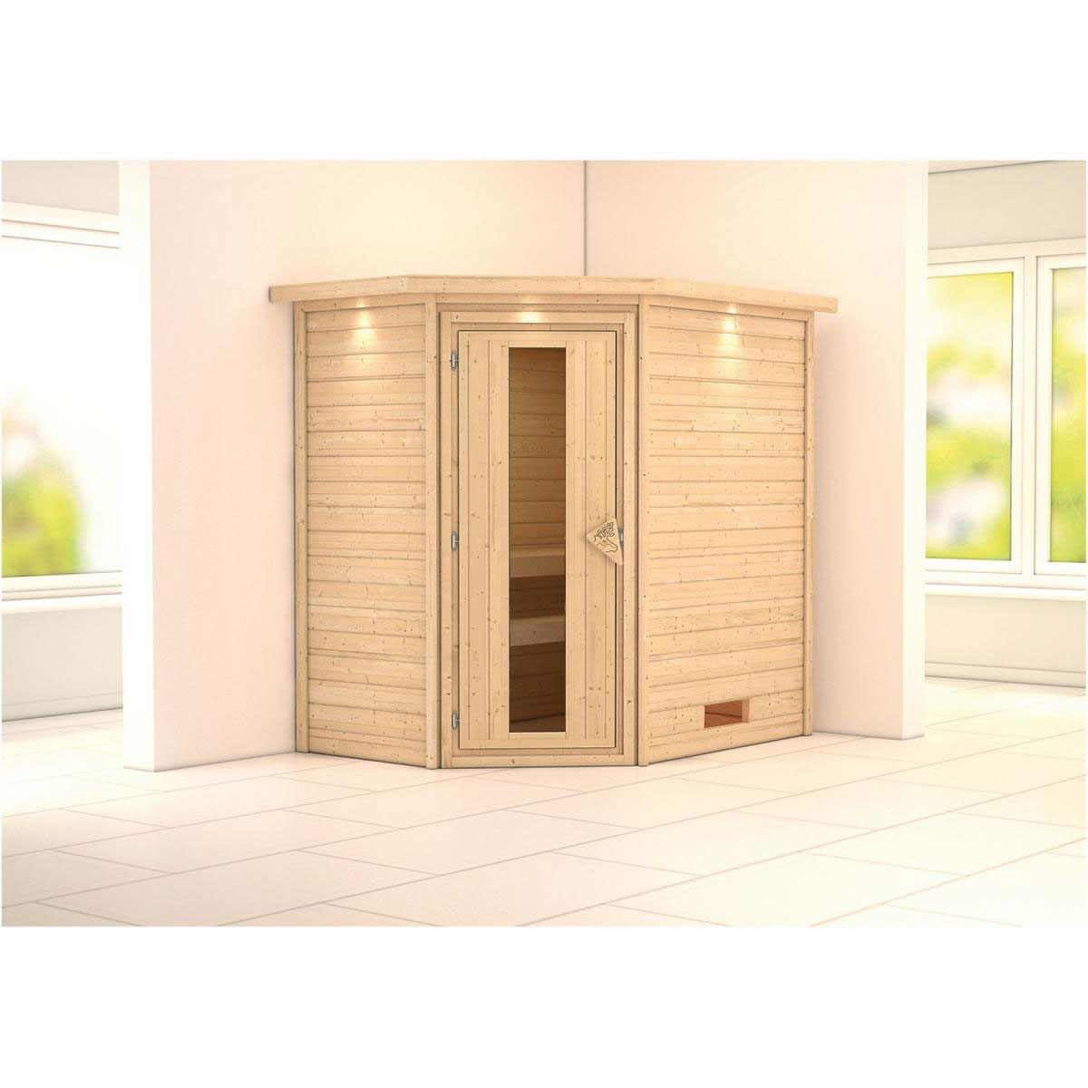 Karibu Svea Eckeinstieg ohne Ofen mit Kranz Energiespartür Bild 1