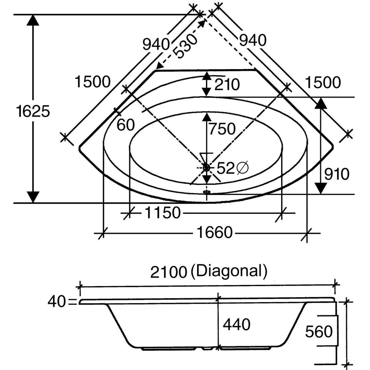 Ottofond Eckwanne Canary 150 cm weiß Bild 3