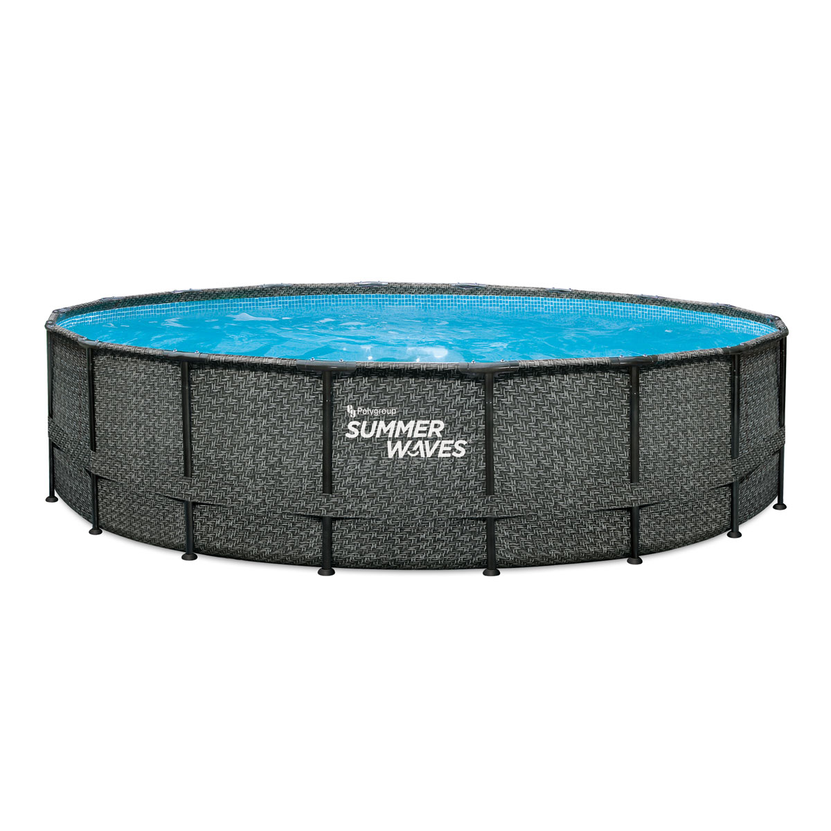Summer Waves Elite Frame Pool 549x549x132cm Rattan Grau