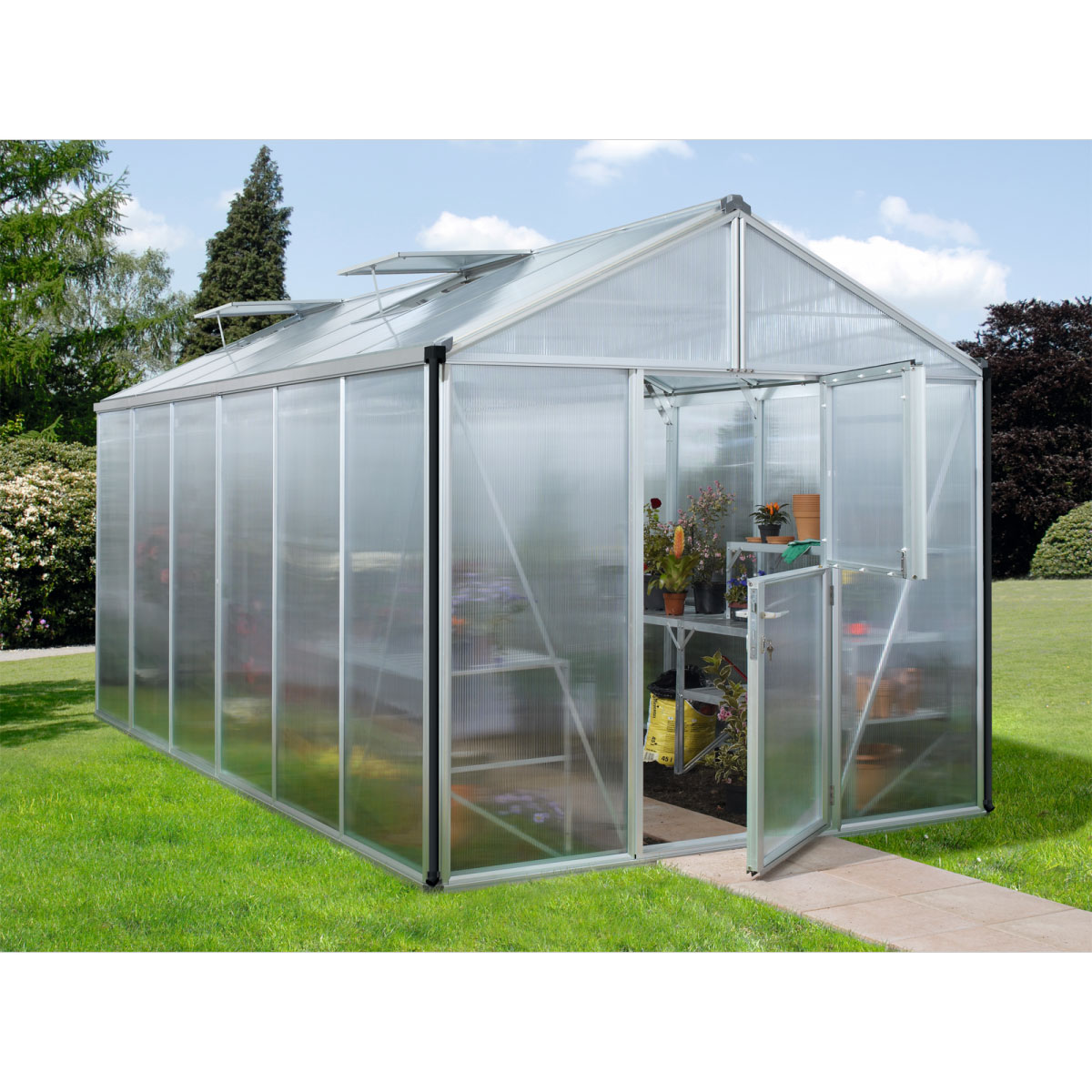 Vitavia Gewächshaus Zeus 11900 11,9m² 10 mm Hohlkammerplatte silber Bild 1