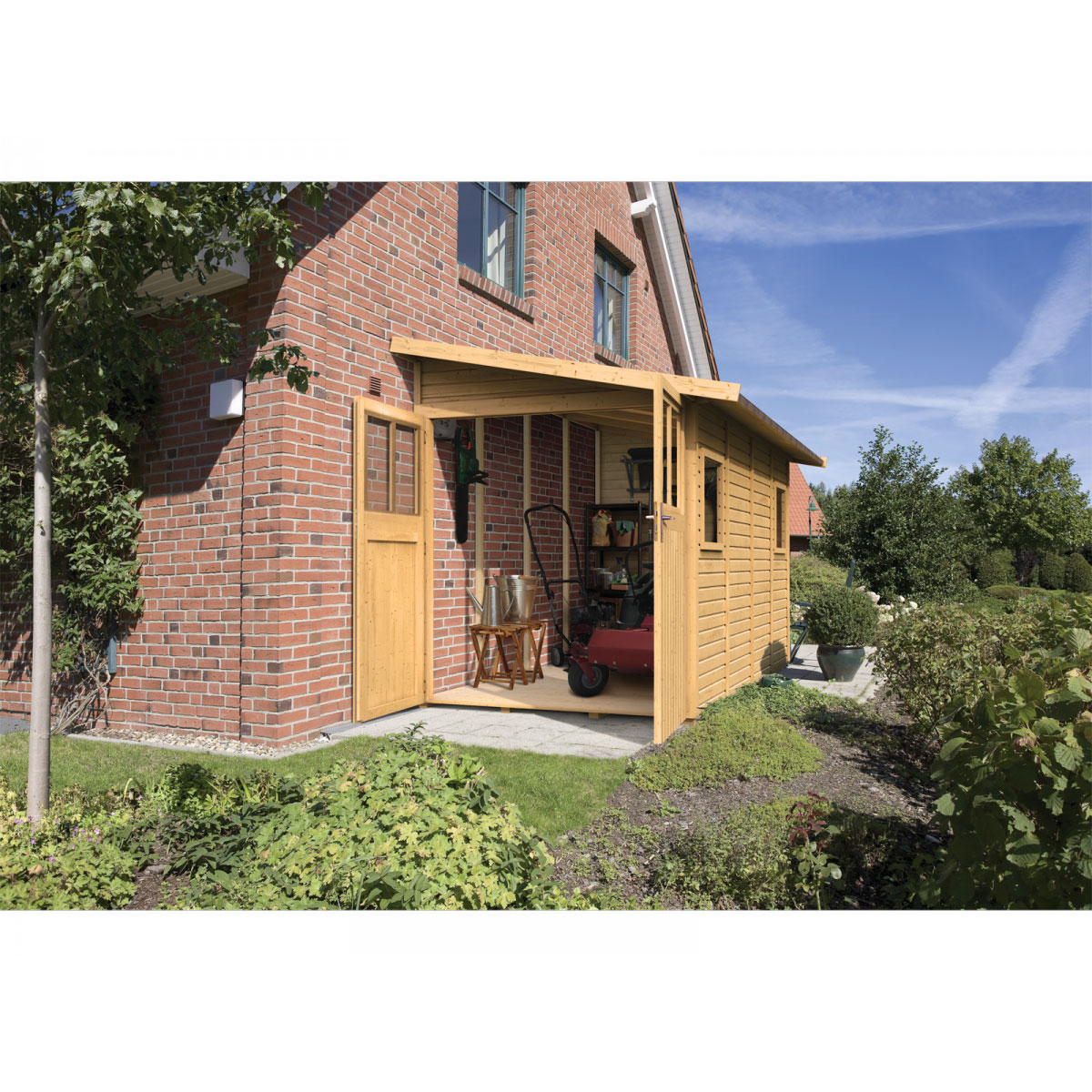 Karibu Gartenhaus Wandlitz 181 x 355 x 230 cm braun