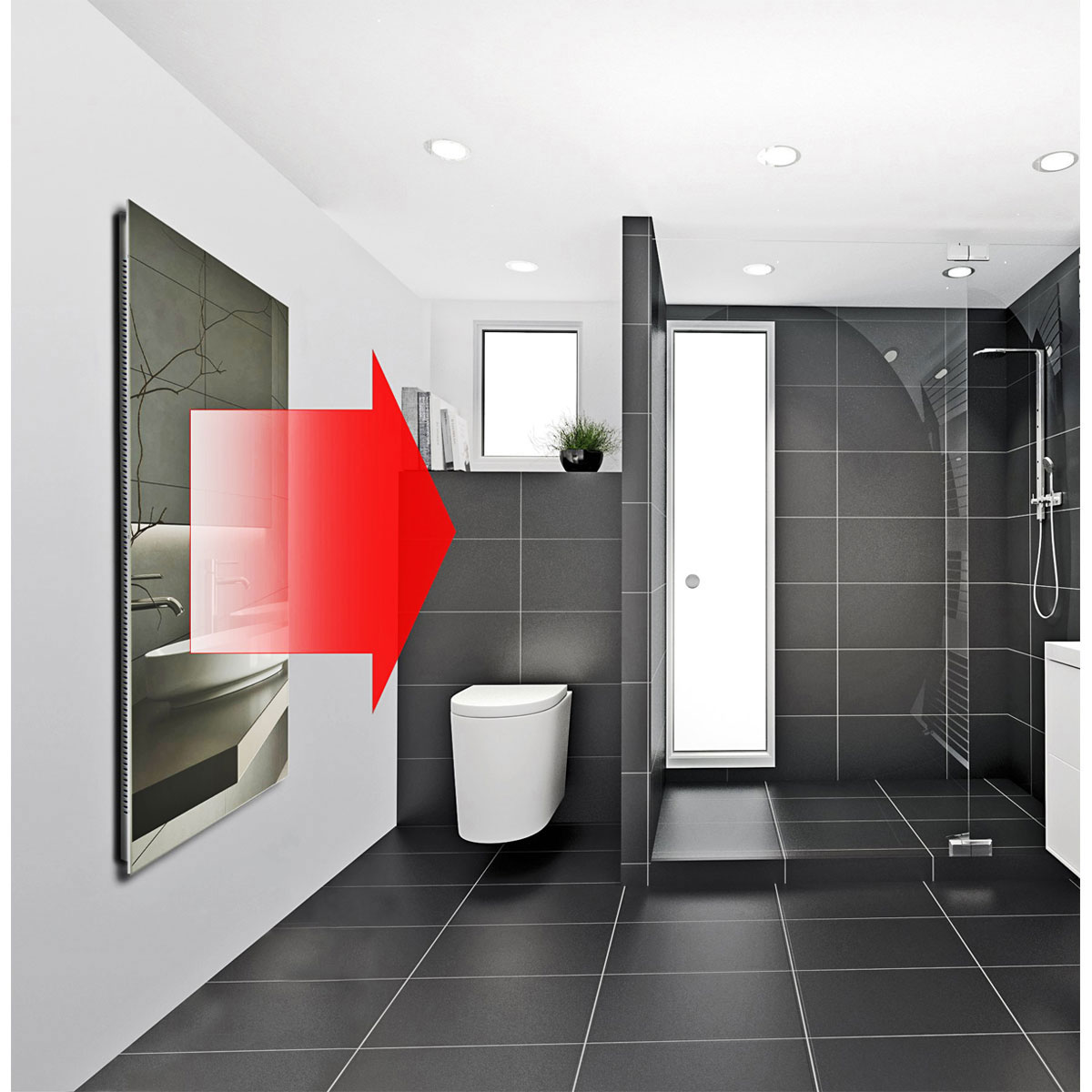 Jollytherm Infrarot Glasheizkörper 60 x 80 cm 580W spiegel Bild 4