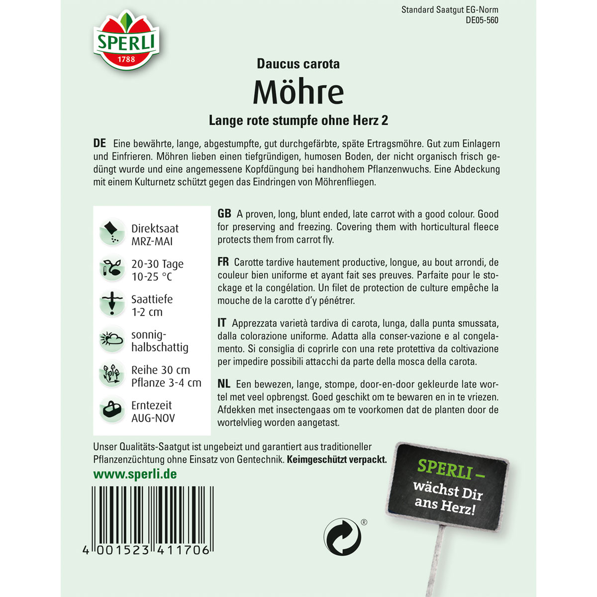 Sperli Möhren Lange rote spät ohne Herz 2 Bild 2