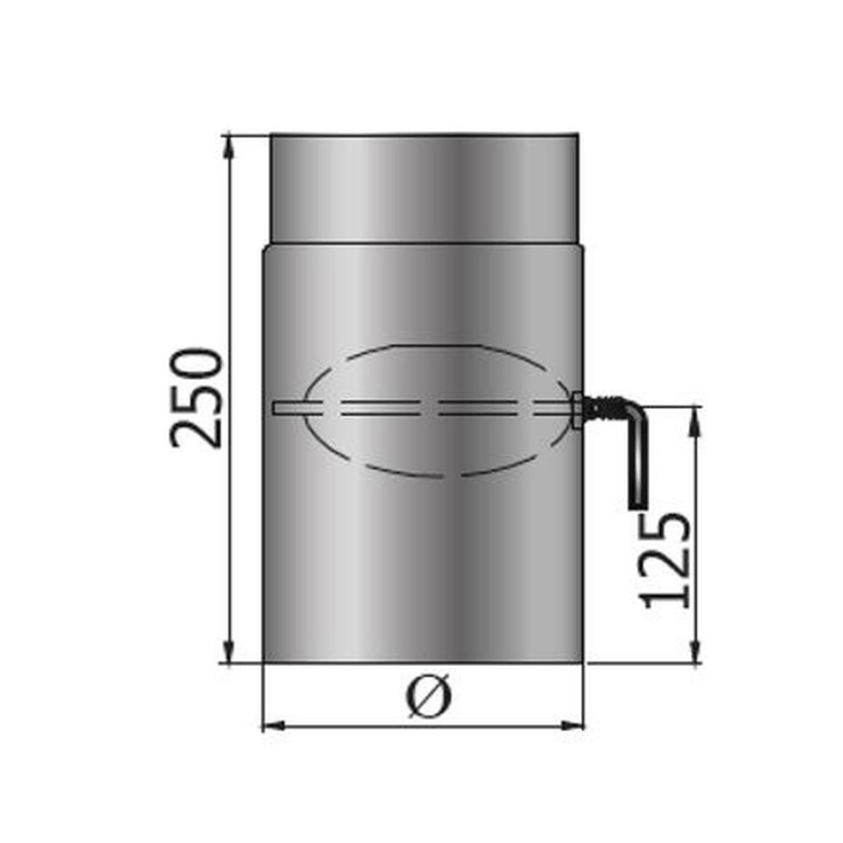 MyFireTool  Rauchrohr mit Drosselklappe 250 mm Ø 150 mm schwarz 2mm