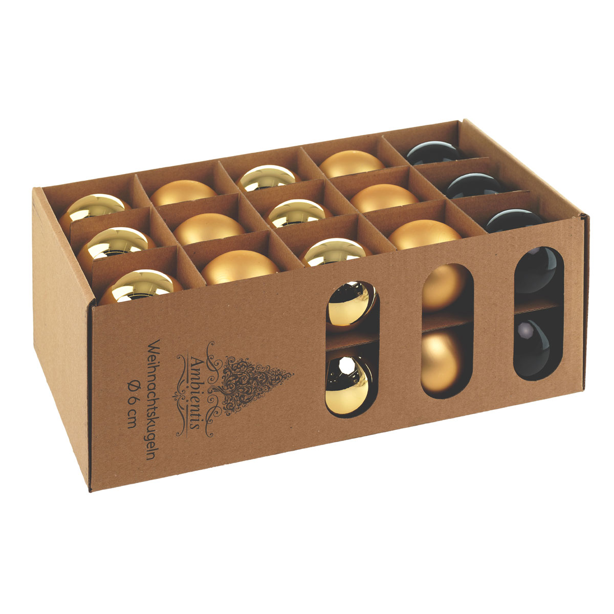 Ambientis Glaskugeln 6 cm schwarz gold Mix Bild 2