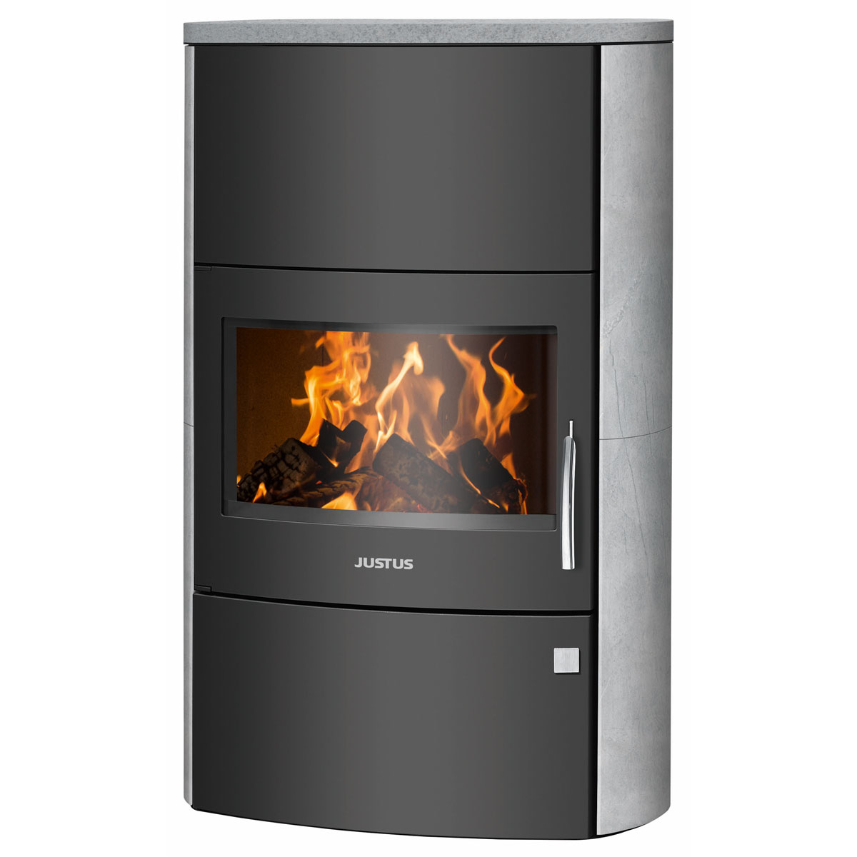Kaminofen Agero W+ Stahl SchwarzSpeckstein Bild 1