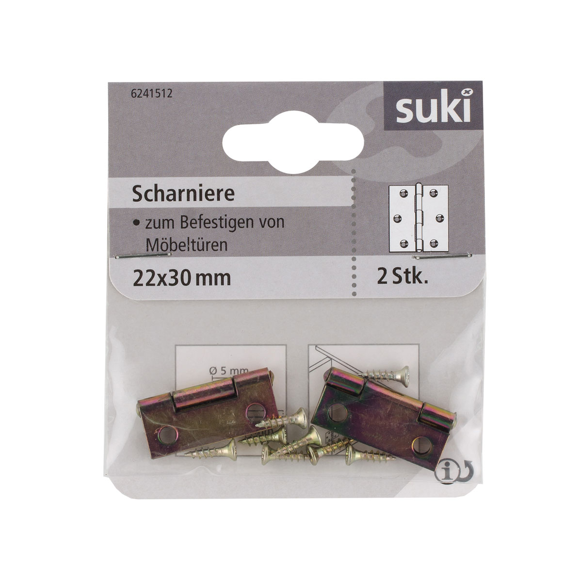 Suki Scharnier Stahl 2,2 x 3 cm schmale Ausführung 2 Stück Bild 1