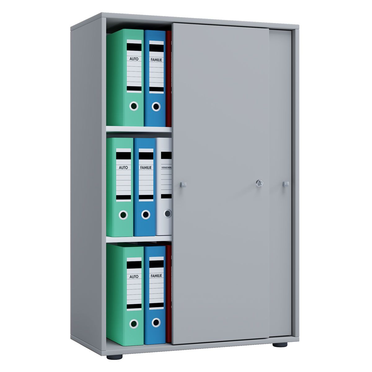 Büroschrank Lona XL mit Schiebetüren grau