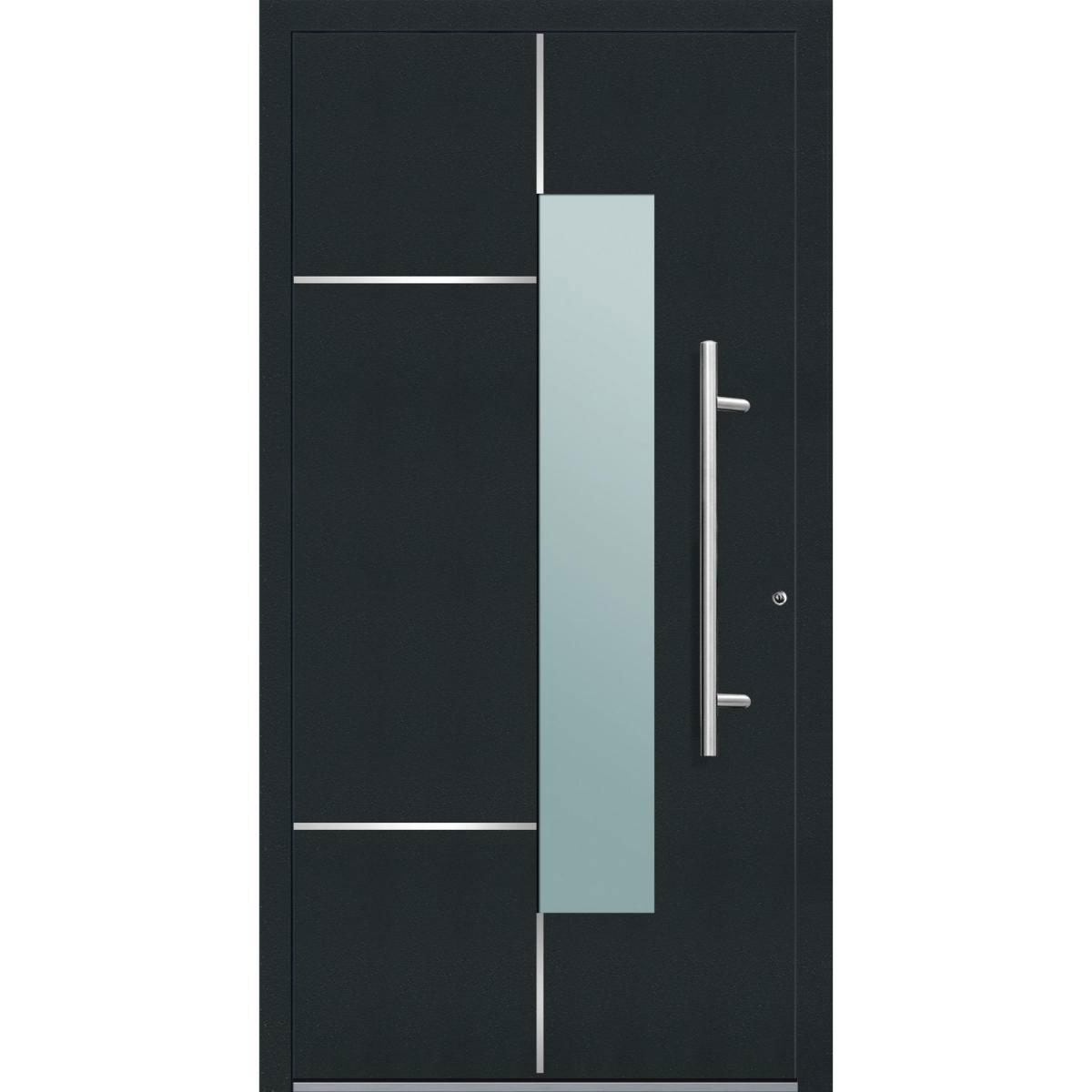 Aluminium Sicherheits-Haustür Bari Exklusiv 75 mm anthrazit 100 x 210 cm Anschlag rechts inkl Griffset