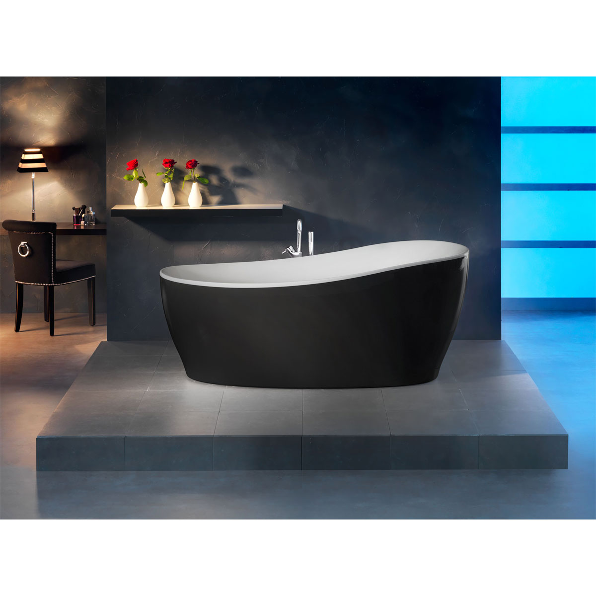 Ottofond Freistehende Badewanne Aviva 180 x 85 cm schwarz/weiß Bild 2