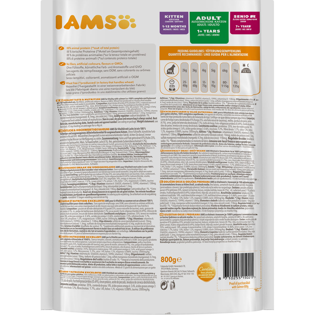 IAMS Trockenfutter Vital Katze mit Lachs 800 g Bild 2