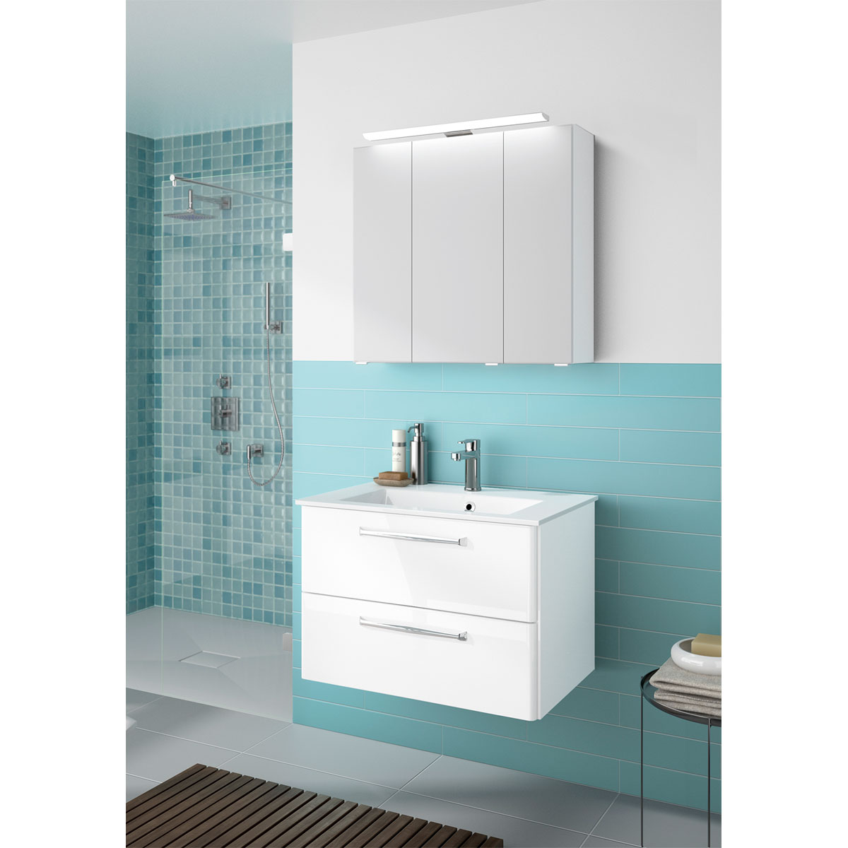 Pelipal LED-Spiegelschrank Trentino inkl Leuchtmittel weiß 75 x 70 x 20 cm Bild 2