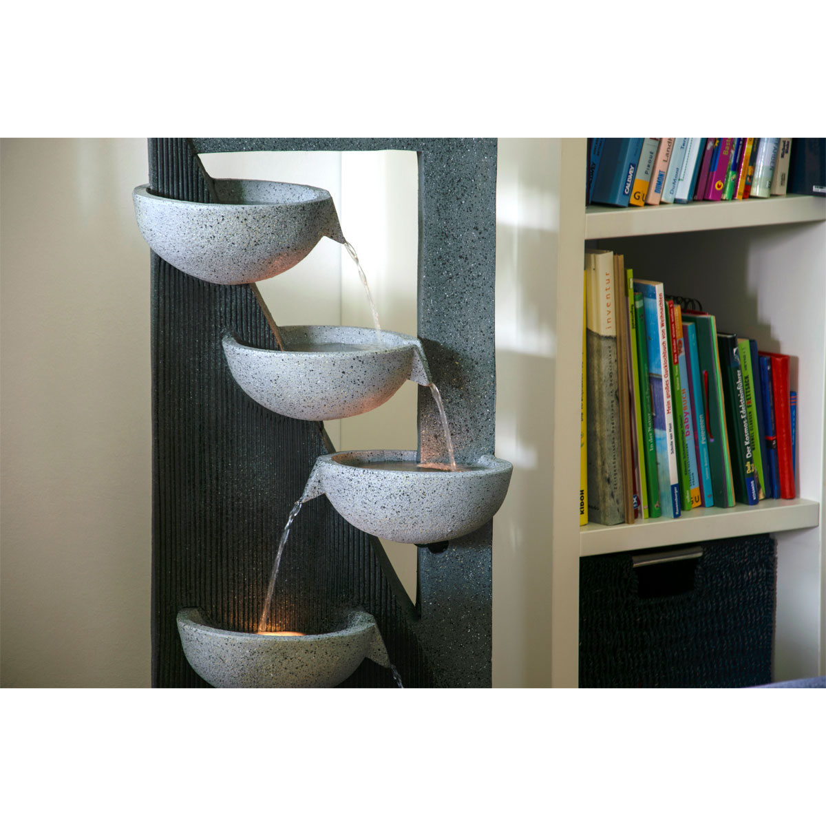 dobar XL Design-Gartenbrunnen mit LEDs 40 x 92 x 25 cm grau Bild 5