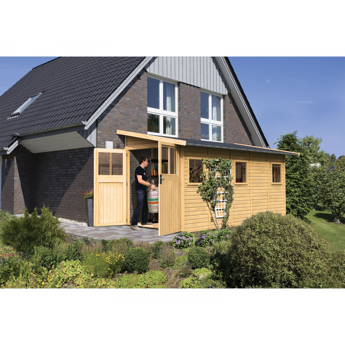 Karibu Gartenhaus Wandlitz 181 x 442 x 230 cm braun