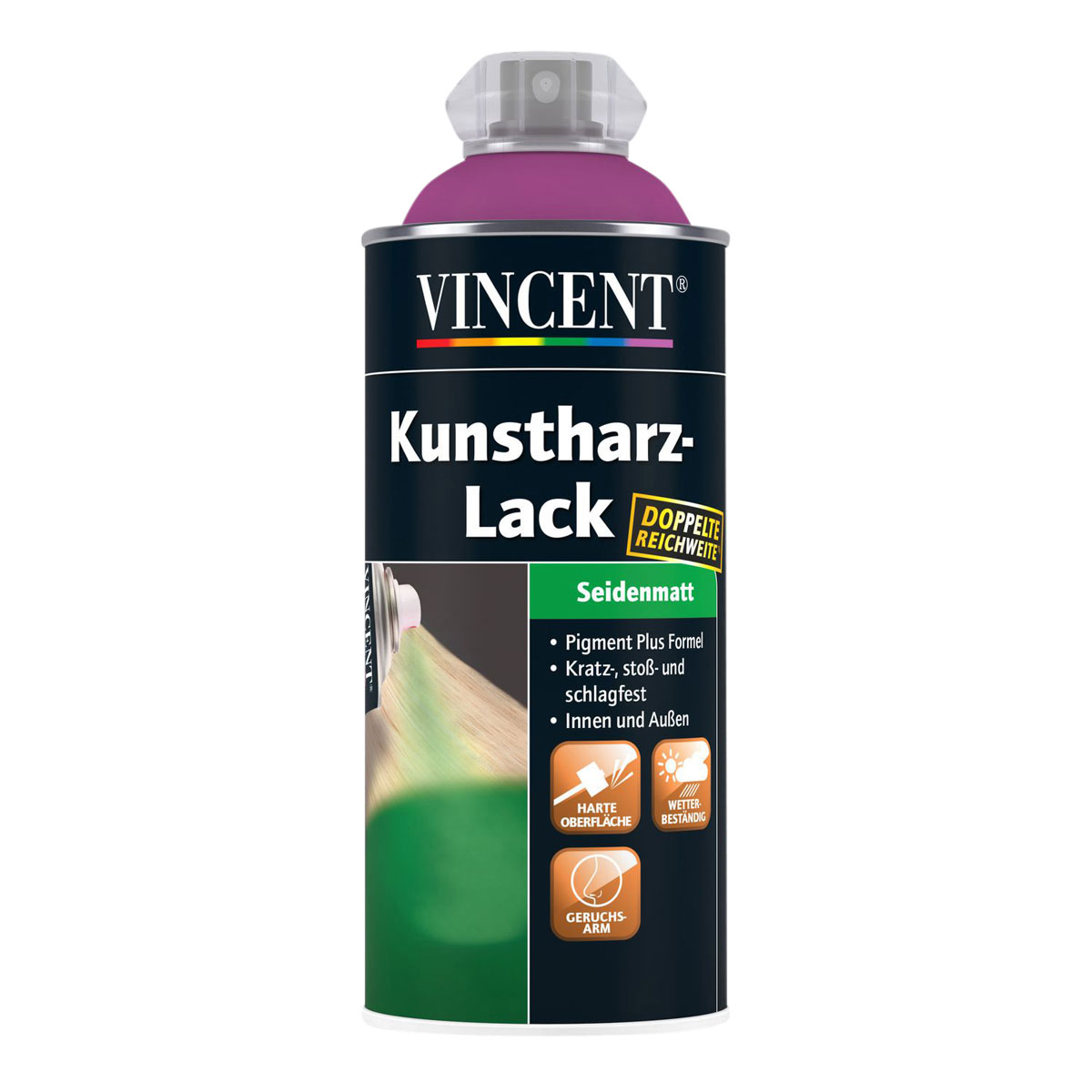 Vincent Kunstharzlack Spray Verkehrspurpur seidenmatt 0,4 L