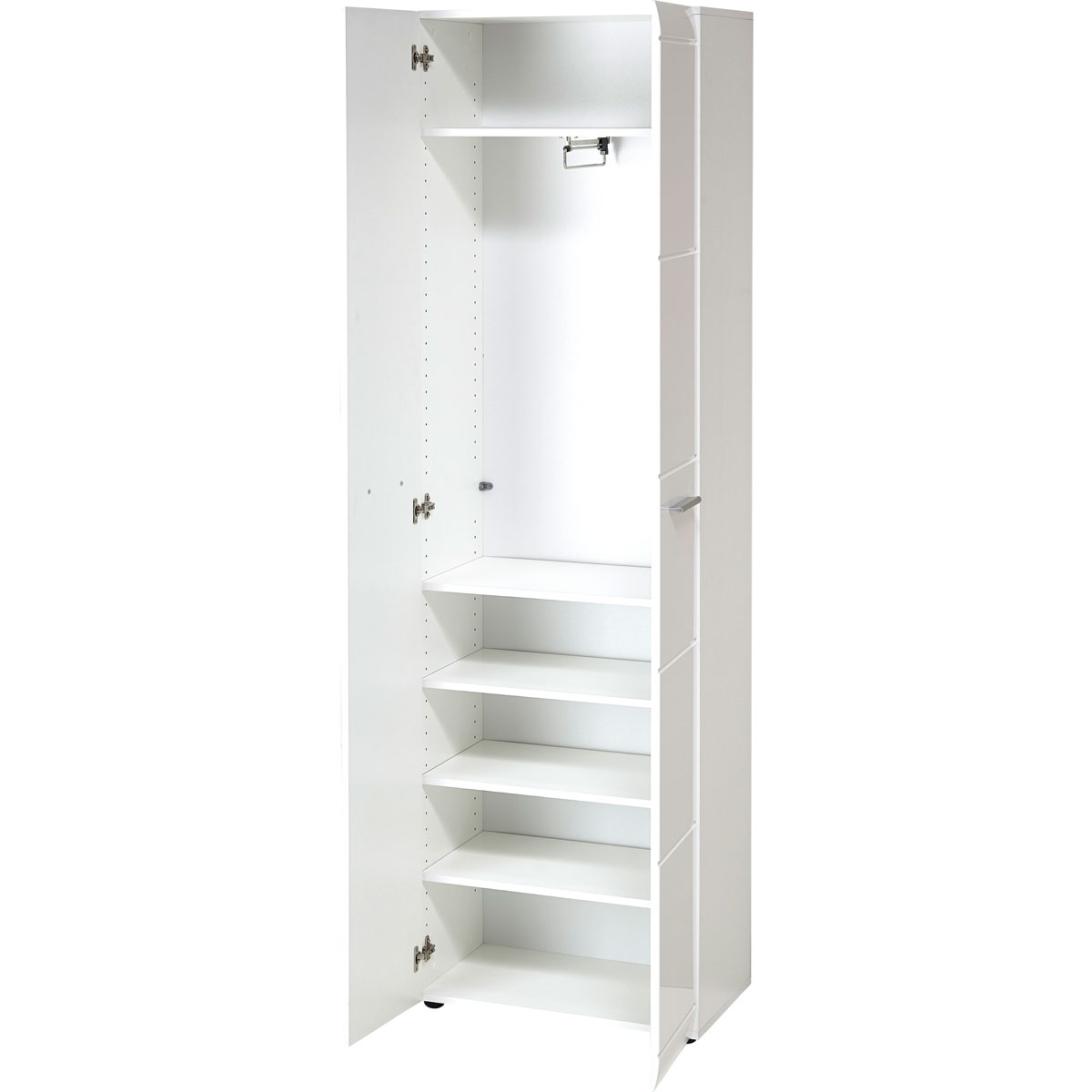 Garderobenschrank Adison Fronten in Hochglanz mit Rillenfräsung 59 x 197 x 37 cm weiß Bild 2