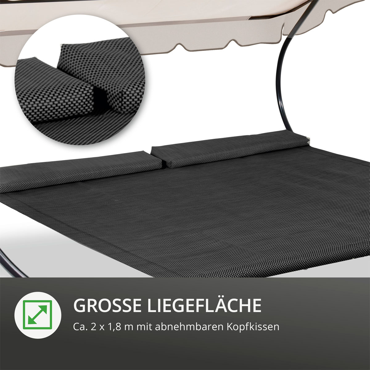 Leco Doppel Gartenliege 200 x 202 x 157 cm lichtgrau Bild 3