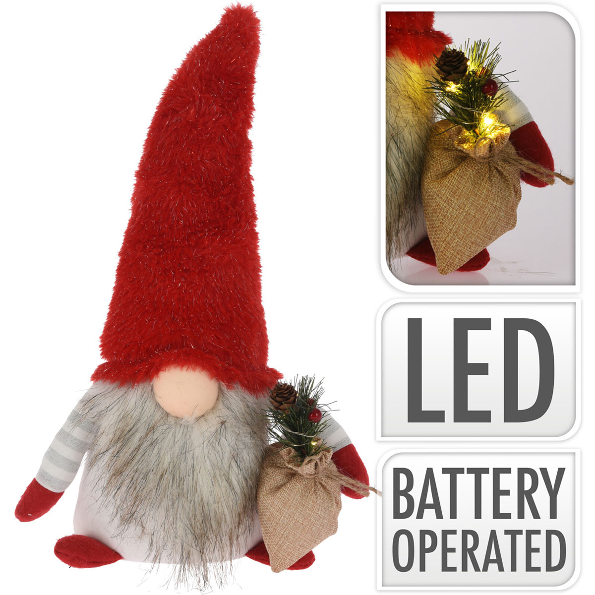 Dekofigur Zwerg mit LED