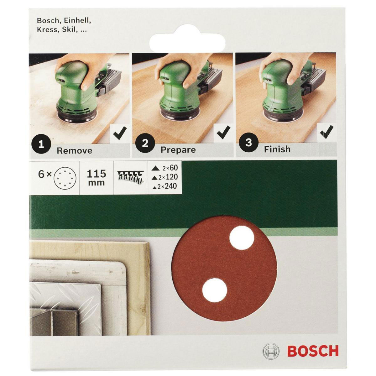 Bosch  DIY Schleifblatt Durchmesser 11,5 cm G80 Klett 5 Stück Bild 4