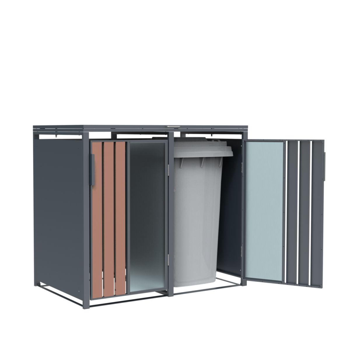 Westmann Mülltonnenbox Status 2 2 x 240L Anthrazit & Holzoptik|80x132x116 cm Bild 5