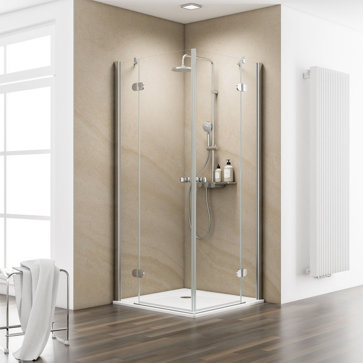 Schulte Eckeinstieg Master Class inkl Duschwanne 90 x 90 cm