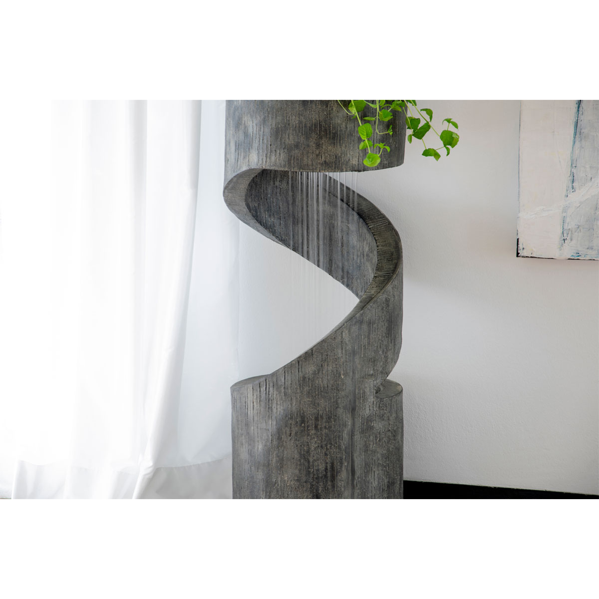 dobar Design-Gartenbrunnen mit LEDs Durchmesser 31,5 x 79,5 cm grau Bild 6