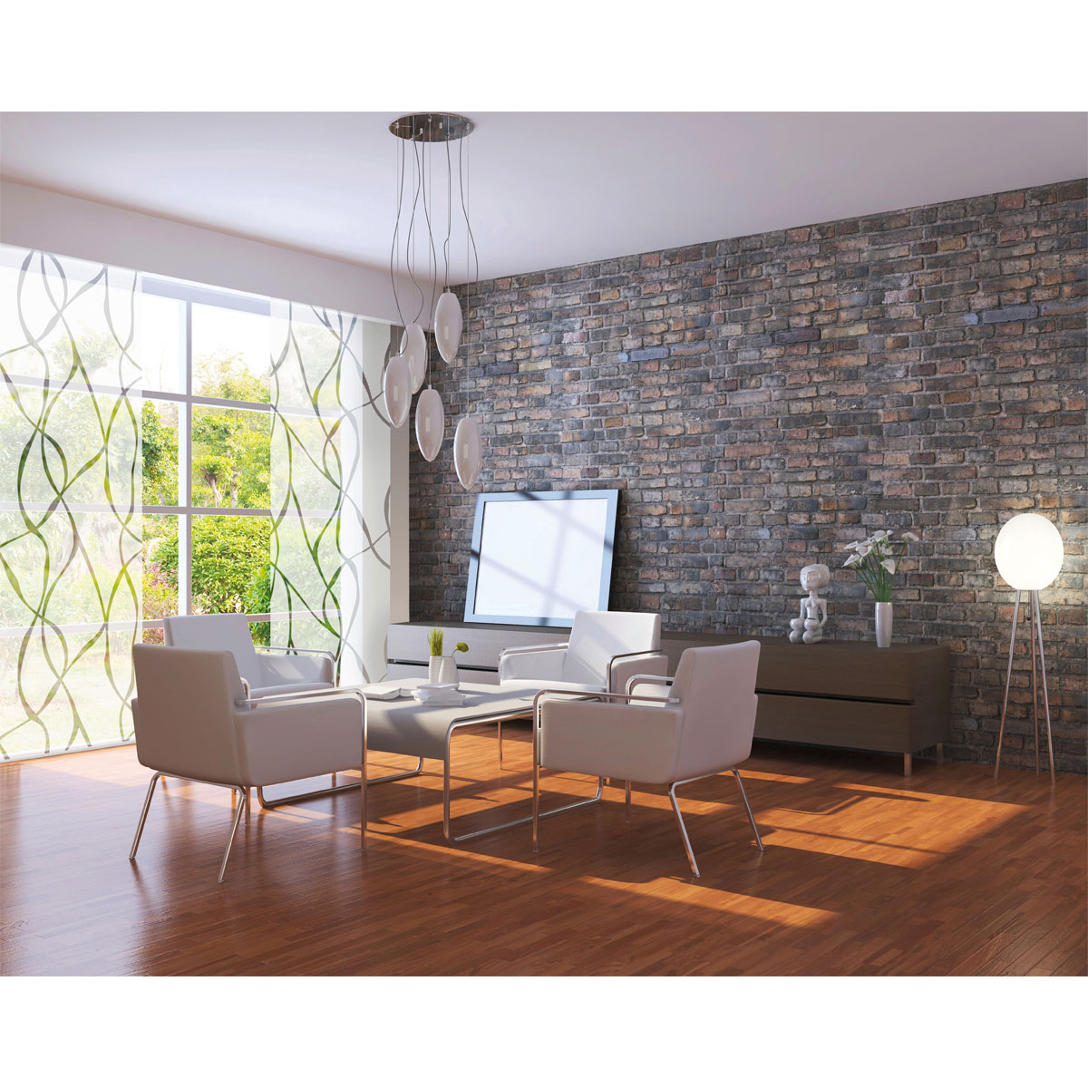 Gardinia Flächenvorhang Wave 60 x 245 cm weiß/grau Bild 5